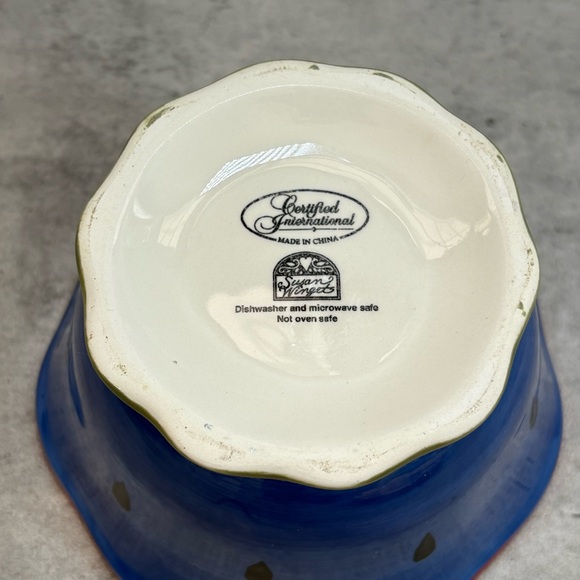 Susan Winget Garden‎ Brights Blue Bowl Plate Hostess Certified International - Picture 5 of 8